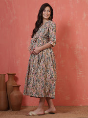 Multicolor Printed Maternity Dress fro Women