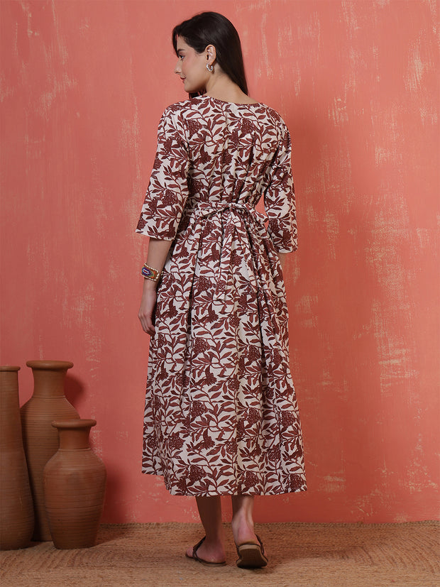 Floral Printed Maternity Dress fro Women
