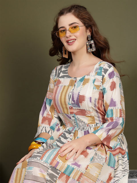 Women Multicolor Printed Flared Dress