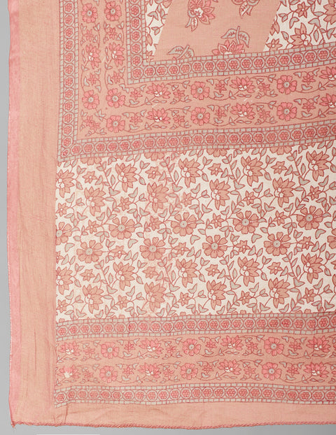 Women Plus Size Pink Printed Kurta And Palazzo With Dupatta