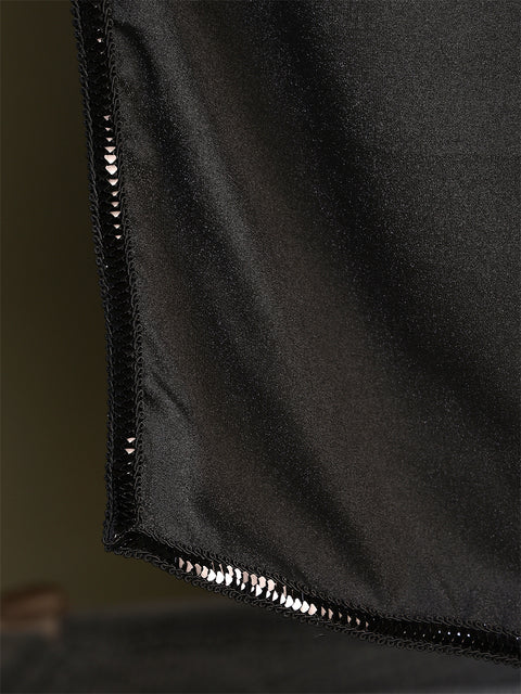 Black Saree embellished with lace & Unstitched blouse