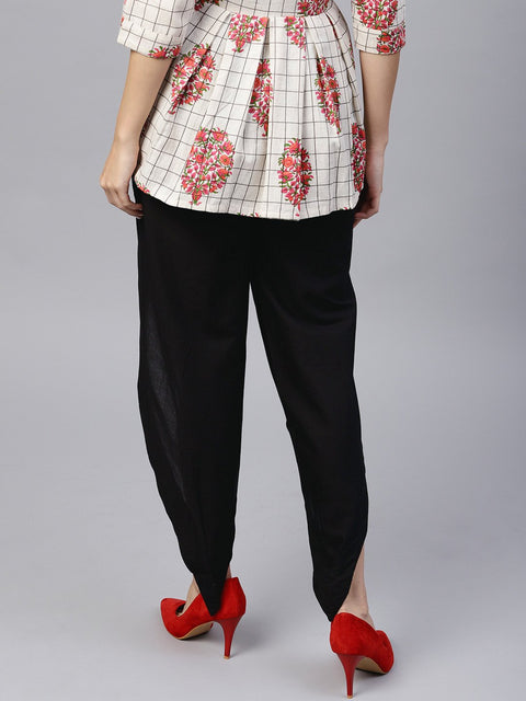 Black ankle length cotton tulip pant