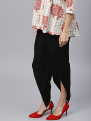 Black ankle length cotton tulip pant