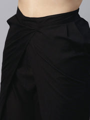 Black ankle length cotton tulip pant