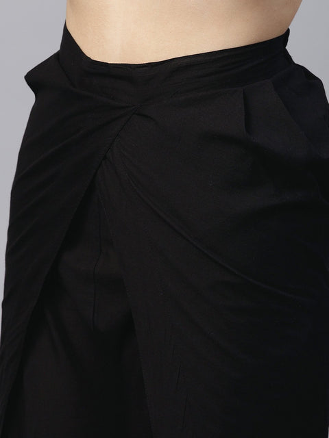 Black ankle length cotton tulip pant