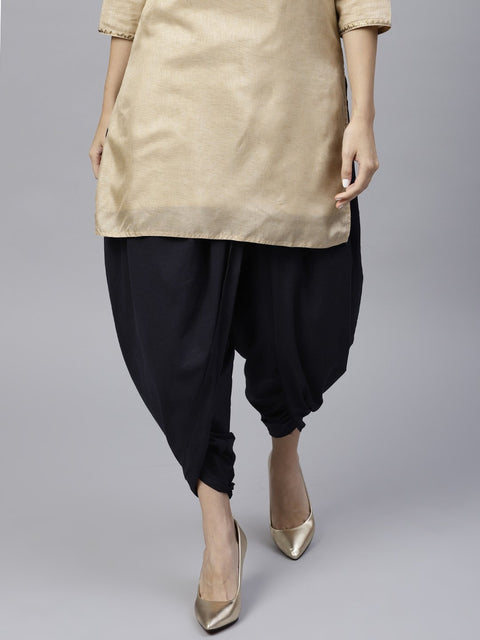 Navy blue ankle length cotton dhoti pant
