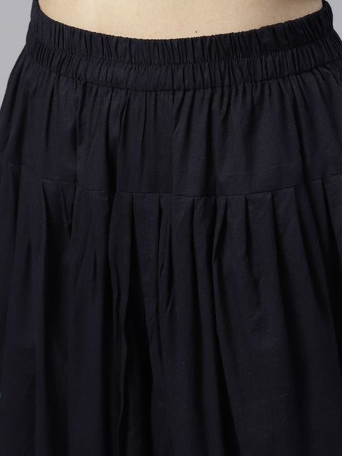 Navy blue ankle length cotton dhoti pant