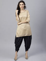 Navy blue ankle length cotton dhoti pant