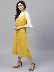 Solid color block dress with drawstring style