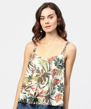 Off white printed shoulder straps crepe top