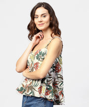 Off white printed shoulder straps crepe top