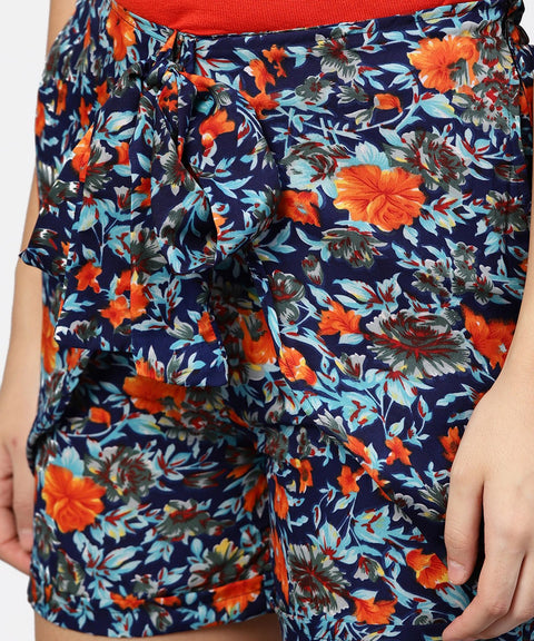 Floral Printed HIgh - Waisted Shorts with Side Pockets