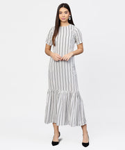 Multi Colored Maxi dress with round neck and Half sleeves