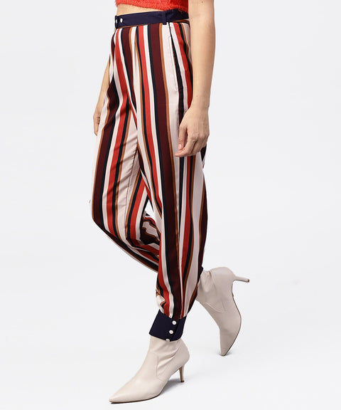 Multi printed ankle length striped trouser