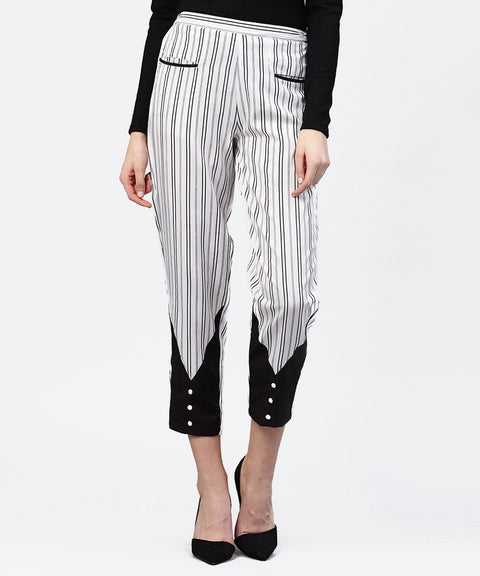 Black and white striped trouser with Pockets