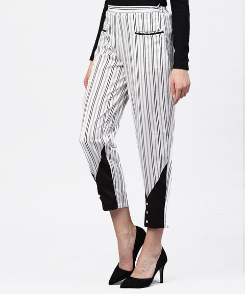 Black and white striped trouser with Pockets