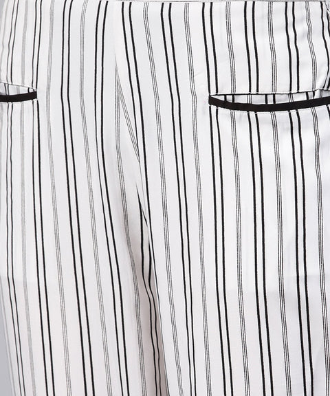 Black and white striped trouser with Pockets