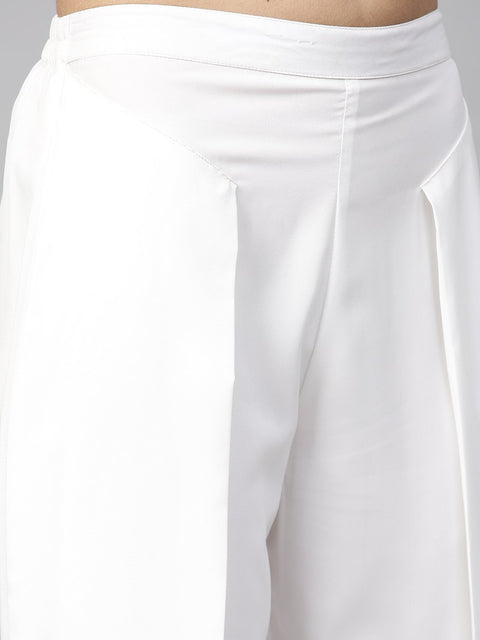 Women Olive Green & White Printed Top with Trousers