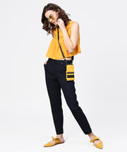 Yellow crepe sleeveless pleated tops