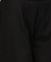 Beige printed long flared sleeve straight cotton kurta with black ankle length flared palazzo