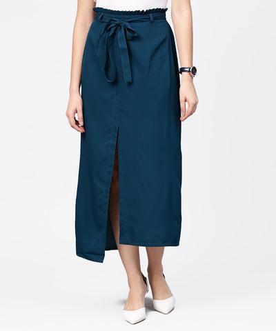 Aasi - House of Nayo Denim blue ankle length trouser with belt