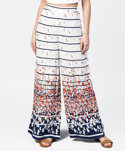 AASI - HOUSE OF NAYO White Rayon Floral printed Palazzo