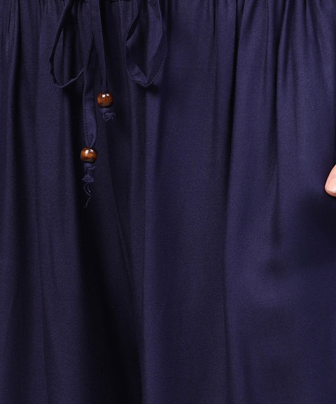 Navy blue Ankle length flared Palazzo