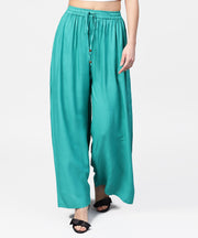 Turquoise blue flared ankle length palazzo