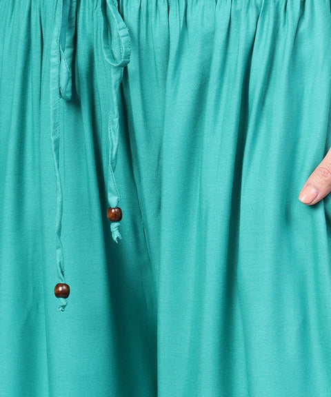 Turquoise blue flared ankle length palazzo