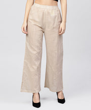 Beige pleated ankle lebgth palazzo