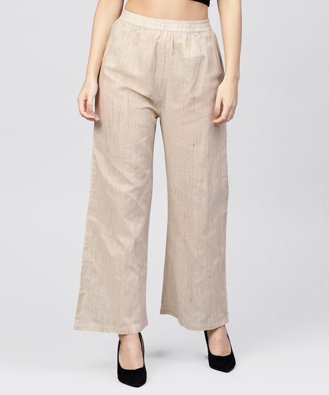 Beige pleated ankle lebgth palazzo