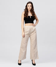 Beige pleated ankle lebgth palazzo