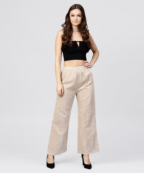 Beige pleated ankle lebgth palazzo