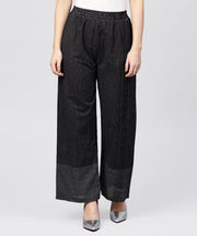 Black Striped ankle length cotton Palazzo