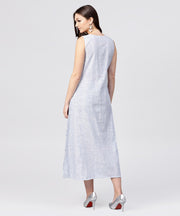 White  Sleeveless A-line Kurta with Round neck