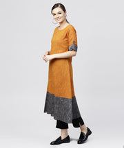 Multi colored Kurta with Round Neck and 3/4 sleeves