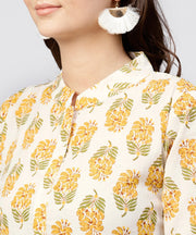 Madarin collar Tiered Printed dress with front placket and half sleeves