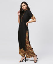 Madarin collar and front placket cotton Kurta with ankle length printed Palazzo