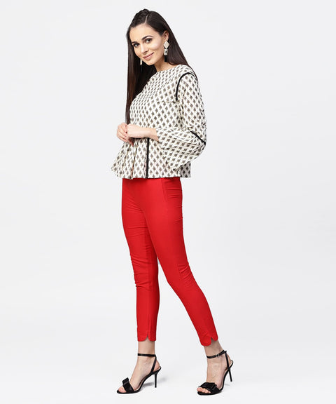 Aasi - House of Nayo Red Straight ankle length Palazzo