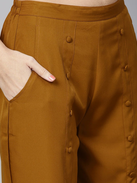 Women Pink & Mustard Yellow Printed Top with Trousers