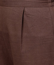 Off white & green printed sleeveless cotton kurta with coffee ankle length pallazo