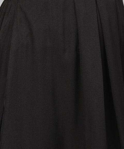 Black & White printed flared skirt with button