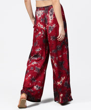 Aasi - House of Nayo Red tye dye ankle length flared palazzo