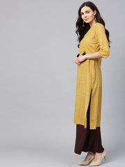 Aasi - House of Nayo Yellow printed half sleeve cotton straight kurta