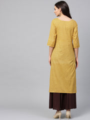 Aasi - House of Nayo Yellow printed half sleeve cotton straight kurta