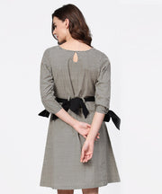 Black zig zag printed 3/4th sleeve cotton tunic with black belt