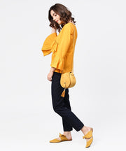Yellow full sleeve cotton tops