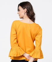 Yellow full sleeve cotton tops