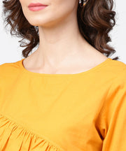 Yellow full sleeve cotton tops