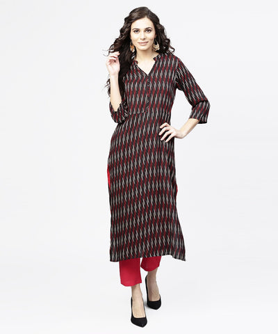 Blue 3/4th sleeve cotton straight kurta